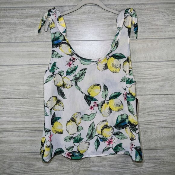 NWT Lemon Print Tie Shoulder Top XXL - Picture 4 of 5